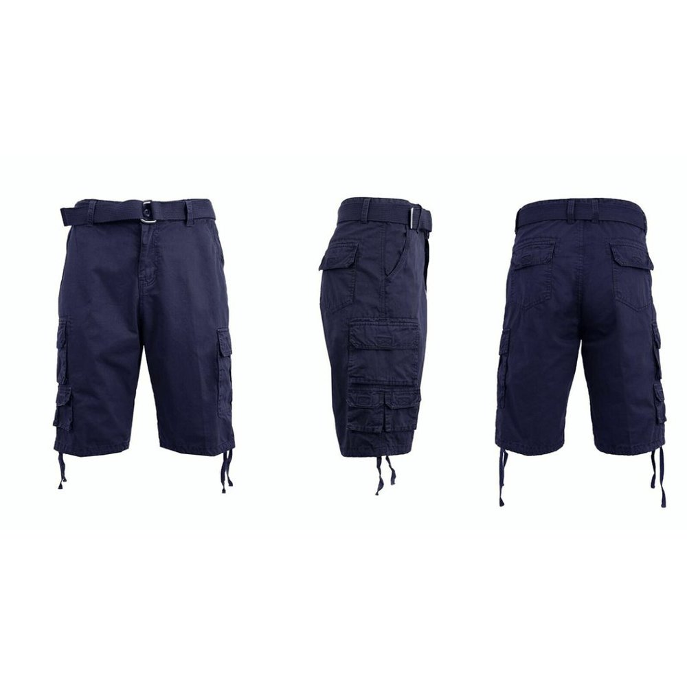 Men's Vintage Cotton Cargo Shorts with Belt